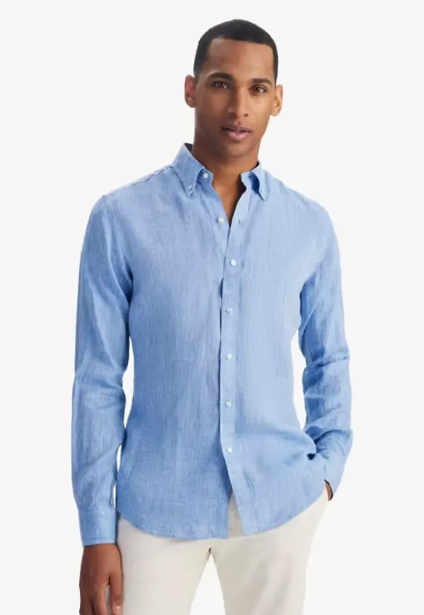 Linneskjorta Med Button-down Krage