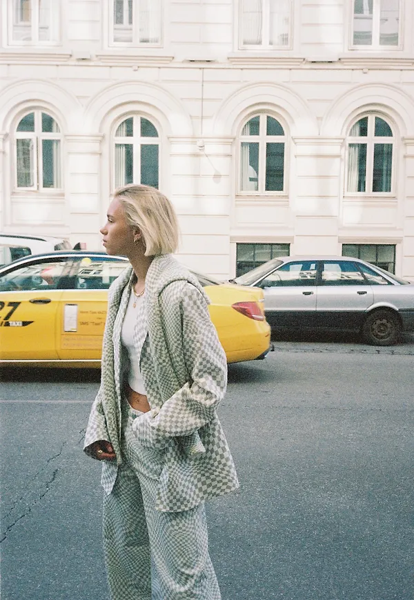 Lisa & Lena for NA-KD Kavaj i linneblandning - Checkered