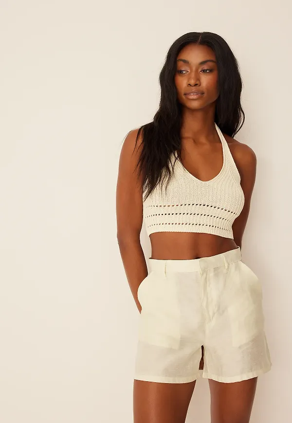 Lisa & Lena for NA-KD Shorts i linneblandning - Beige