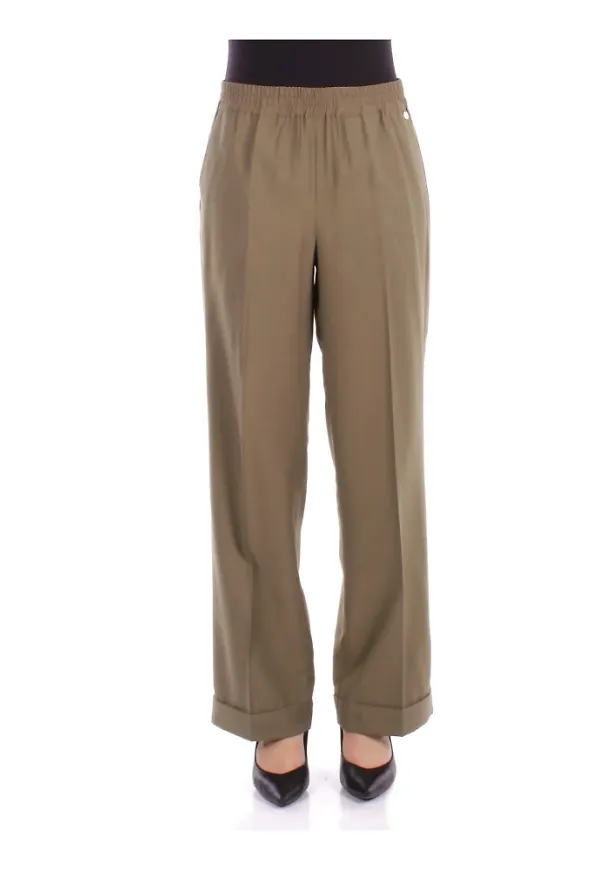 Liu Jo, Byxor, Dam, S, Polyester, Gröna byxor med främre logotyp