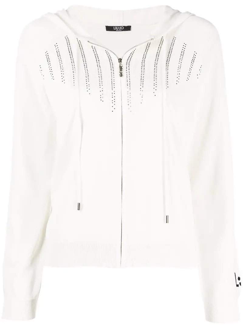 LIU JO stickad hoodie med dragkedja - Vit