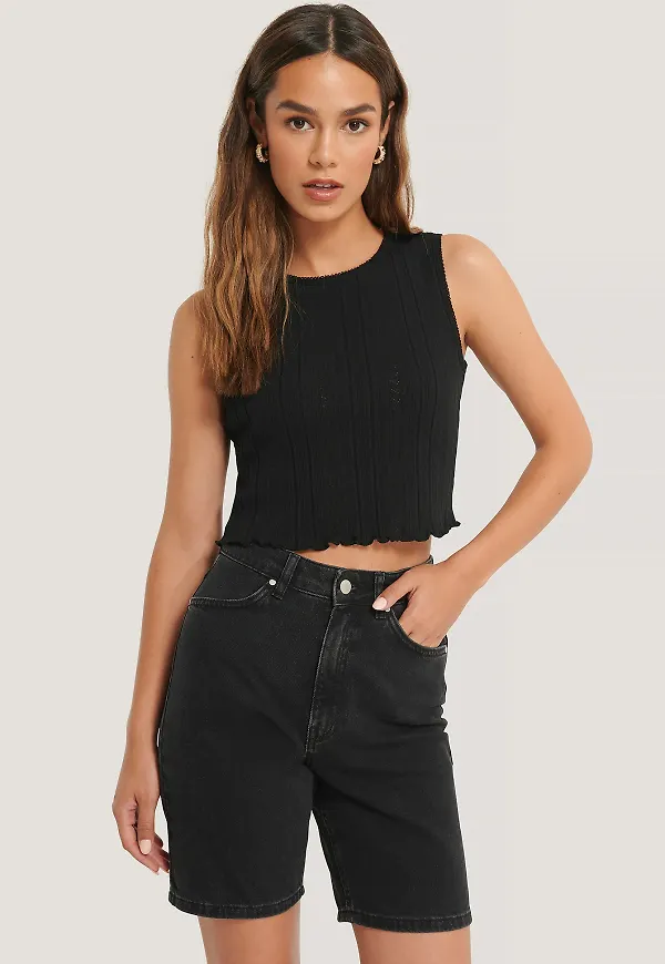 Lizzy x NA-KD Denimshorts - Black