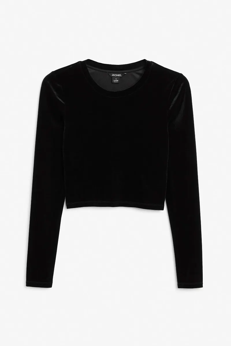 Long-sleeve crop top - Black