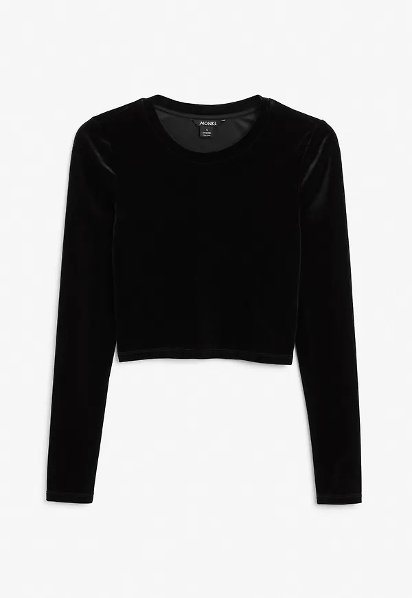 Long-sleeve crop top - Black
