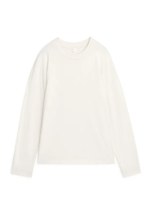 Long-Sleeved Organic Cotton T-Shirt - Beige