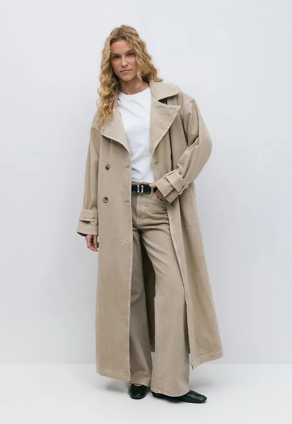 Gina Tricot - Long denim trench - trenchcoats - Beige - L/XL - Dam