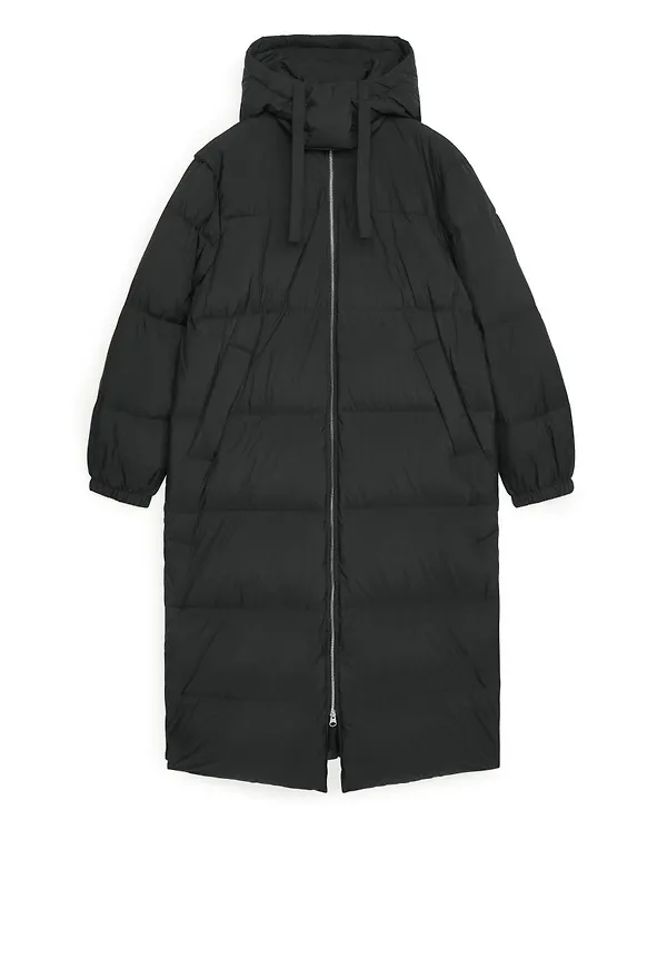 Long Down Puffer Coat - Black