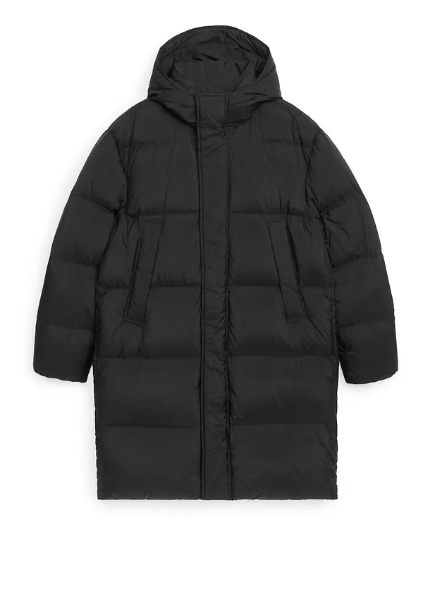 Long Down Puffer Jacket - Black