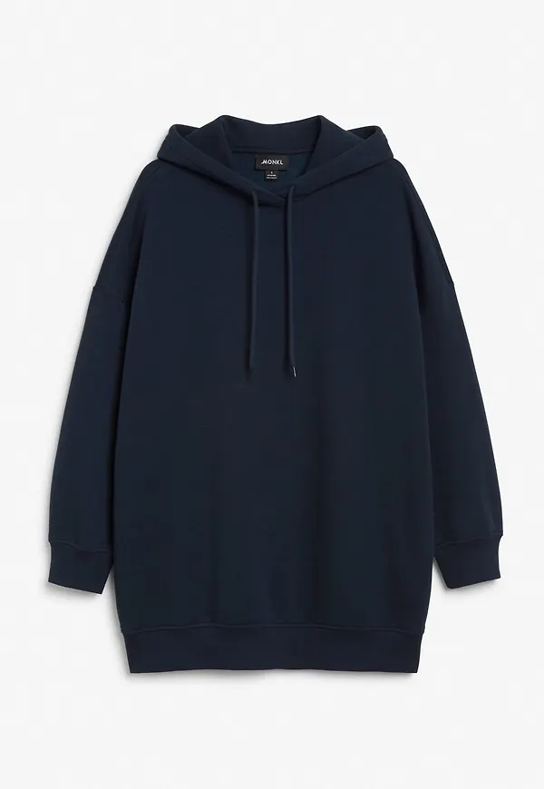 Long drawstring hoodie - Blue