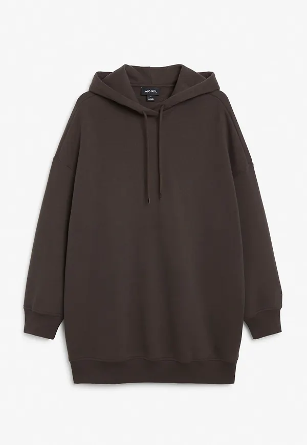 Long drawstring hoodie - Brown