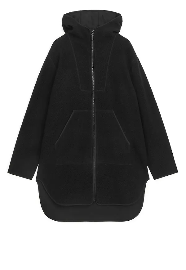 Long Fleece Jacket - Black
