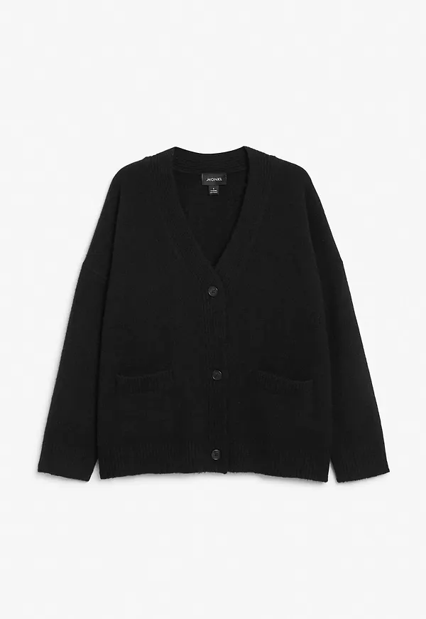 Long knitted cardigan - Black