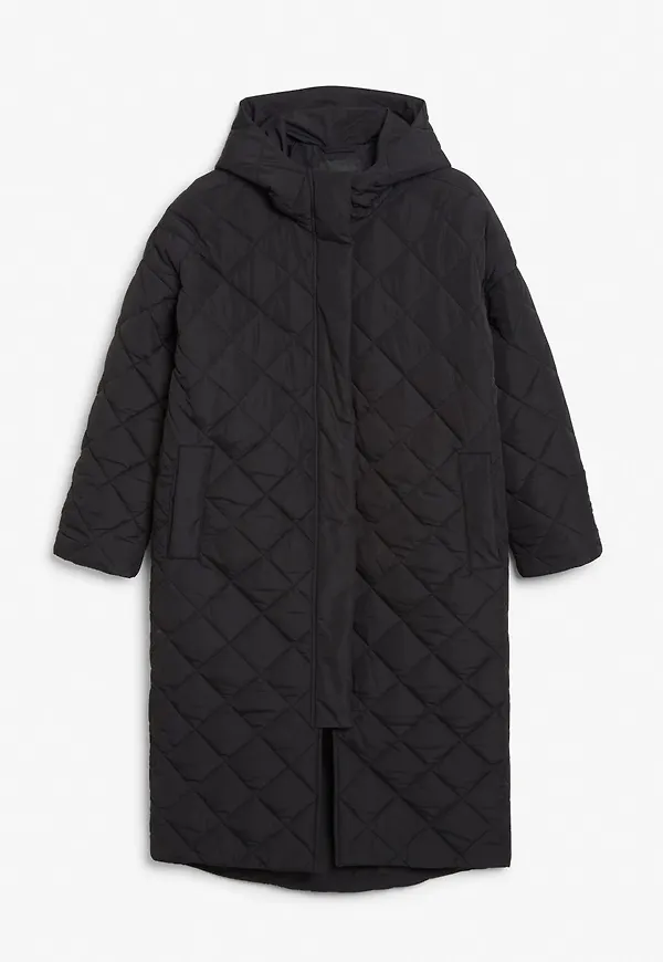Long quilted coat - Black