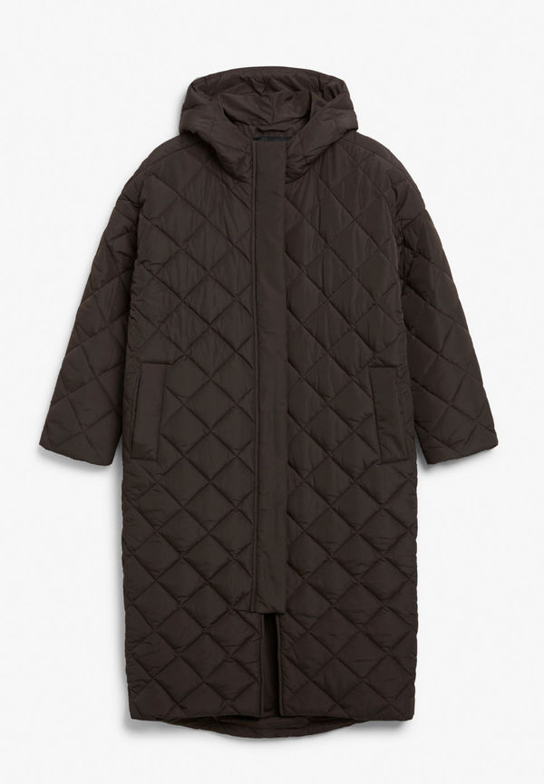 Long quilted coat - Brown