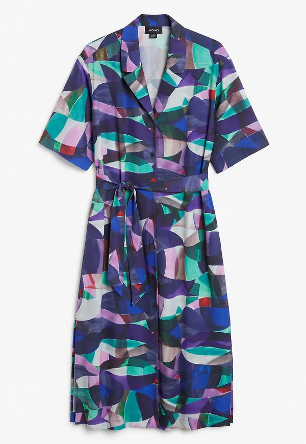 Long shirt dress with tie waist - Black