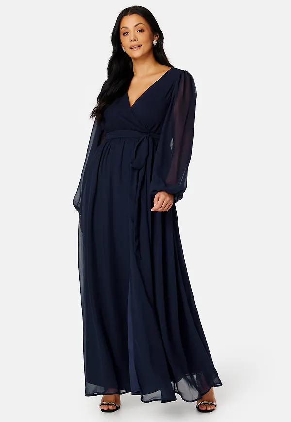 Long Sleeve Chiffon Maxi Curve Dress