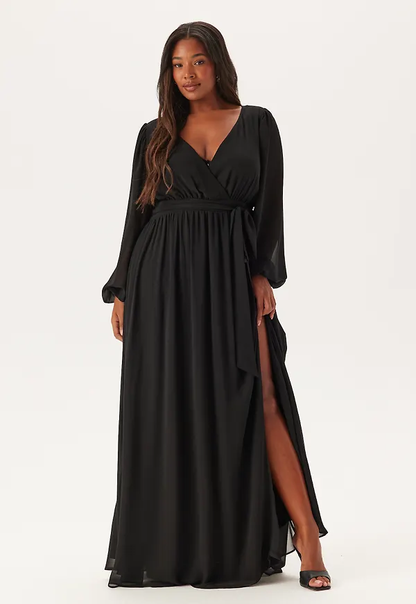 Long Sleeve Chiffon Maxi Curve Dress