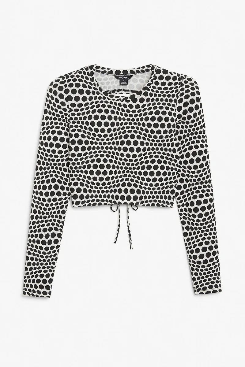 Long sleeve crop top with cut out back - Black