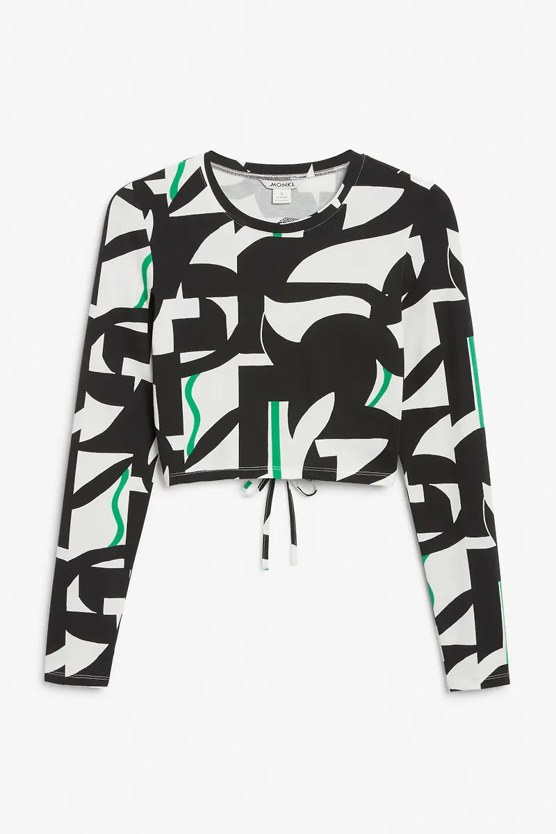 Long sleeve crop top with cut out back - White