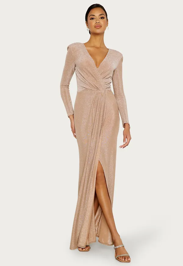 Long Sleeve Glitter Maxi Dress