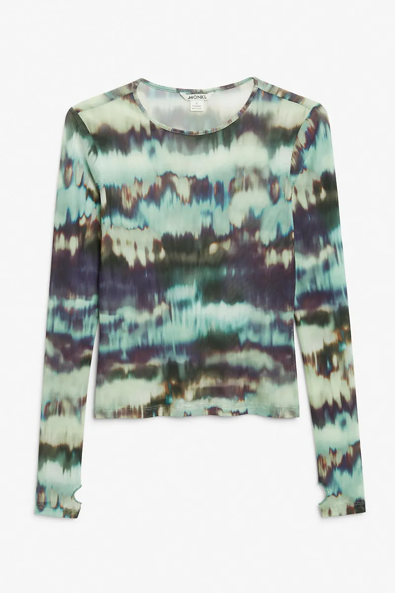 Long sleeve mesh top with thumbholes - Green