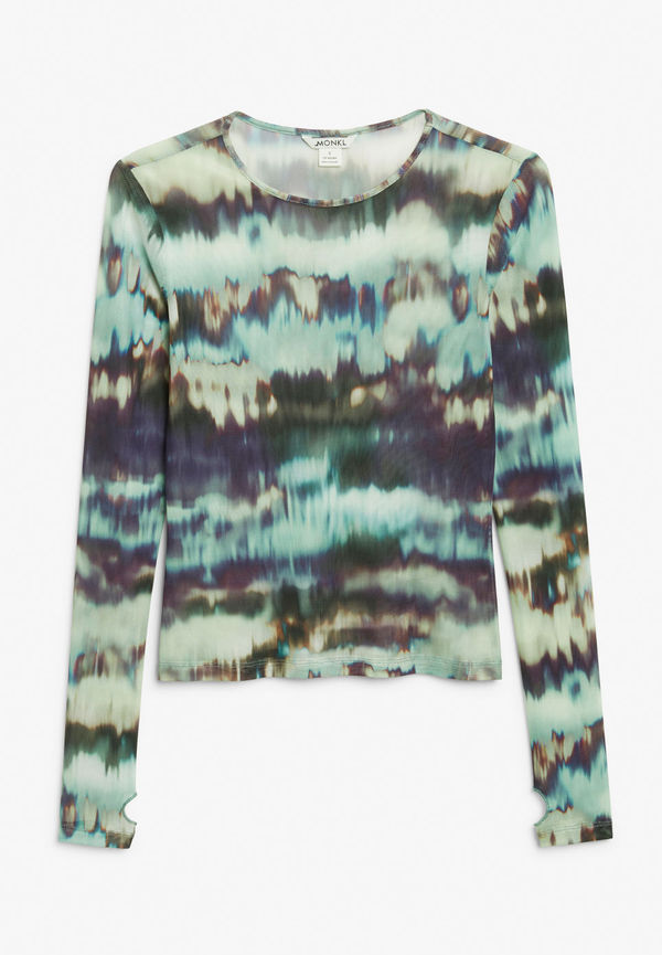 Long sleeve mesh top with thumbholes - Green