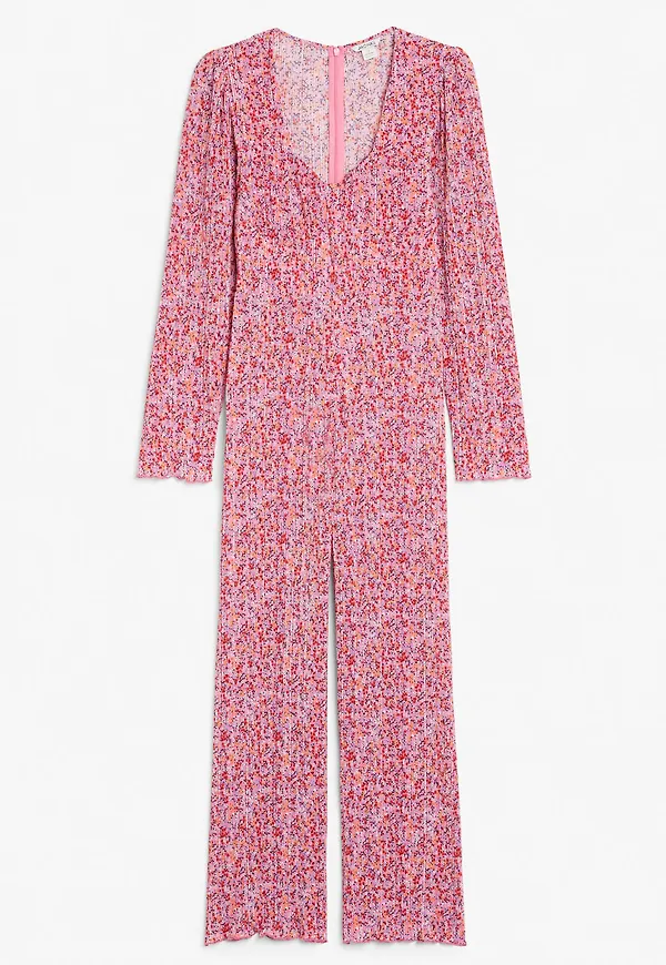 Long sleeve pleated jumpsuit - Pink