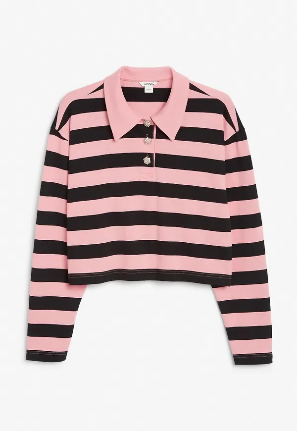 Long sleeve polo sweater - Pink