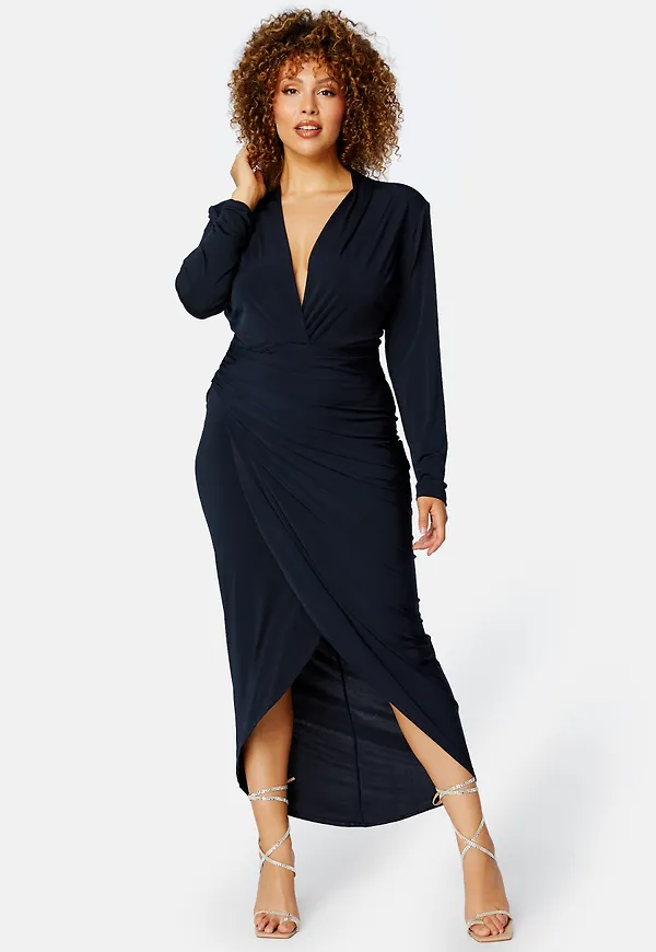 Long Sleeve Rouch Curve Dress