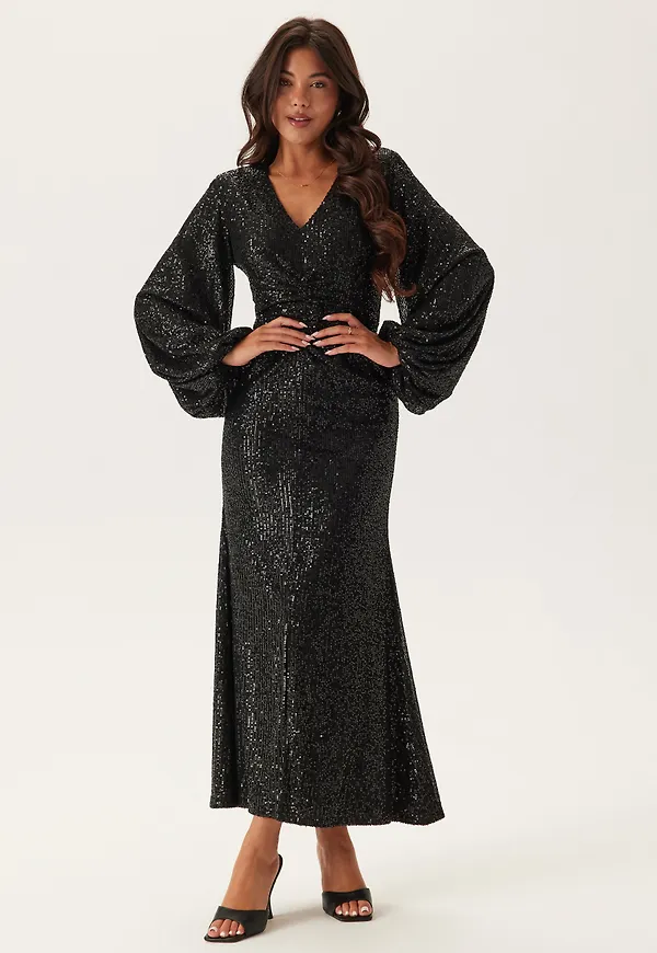 Long Sleeve Sequin Ankle Dress