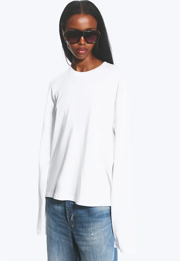 Long-Sleeved Boxy Cotton T-shirt