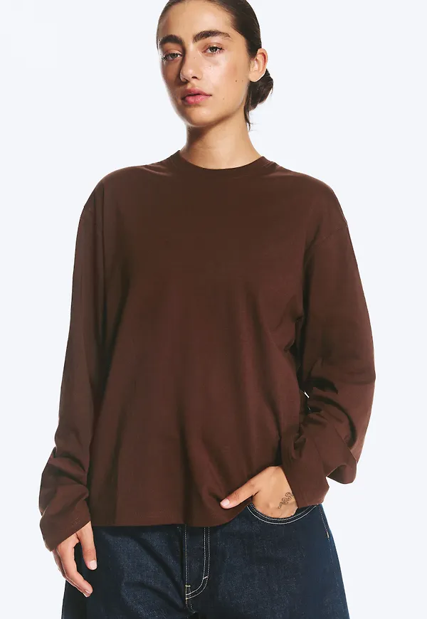 Long-Sleeved Boxy Cotton T-shirt