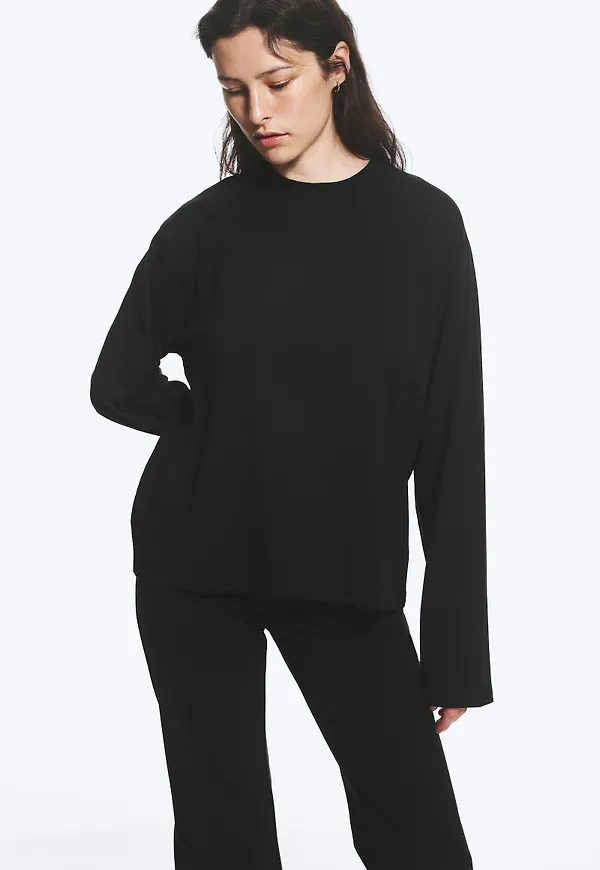 Long-Sleeved Boxy Cotton T-shirt