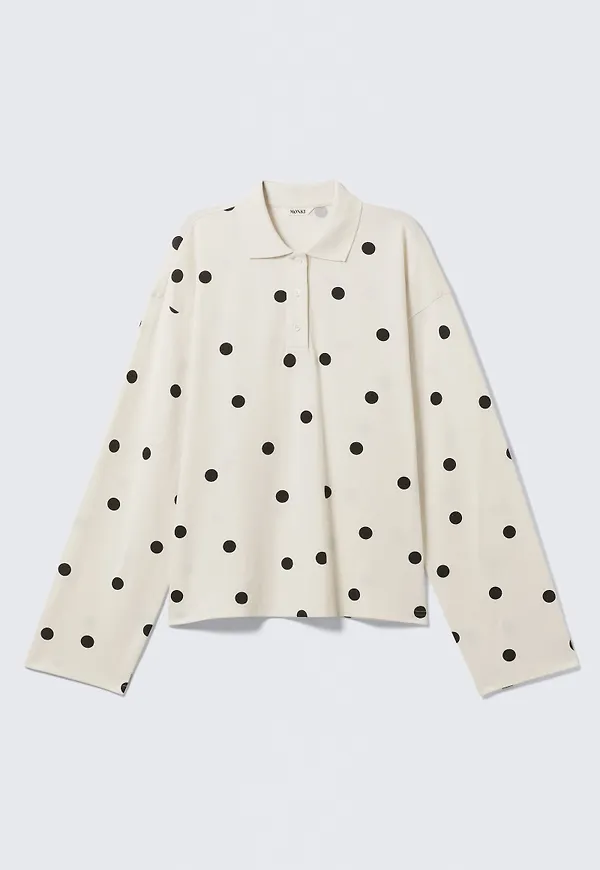 Long-Sleeved Cotton Polo Top