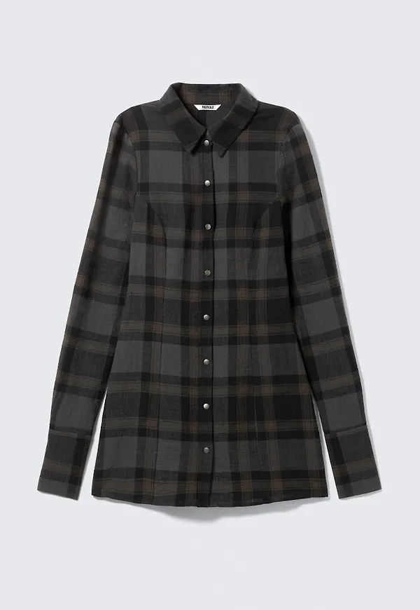 Long-Sleeved Mini Shirt-Dress