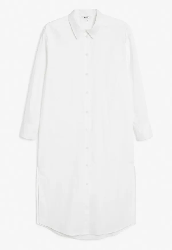 Long sleeved shirt dress - White