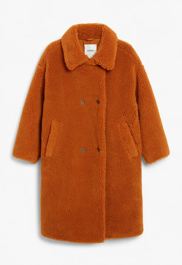 Long teddy coat - Orange