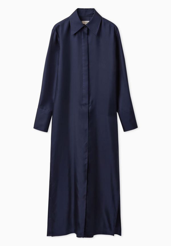 LONGLINE SILK SHIRT DRESS