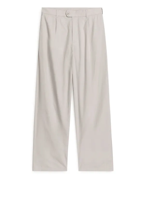 Loose-Fit Cotton Trousers - Brown