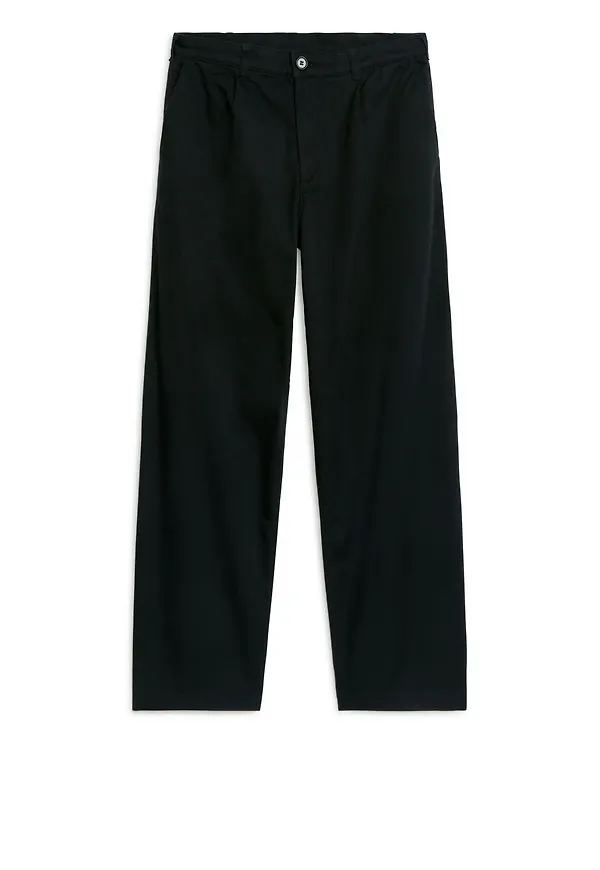 Loose Cotton Trousers - Black