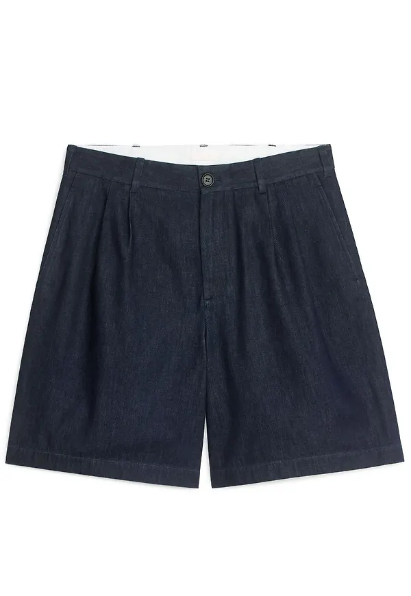 Loose Denim Shorts - Blue