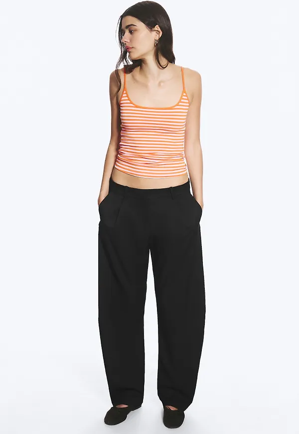 Loose Fit Barrel Leg Suiting Trousers