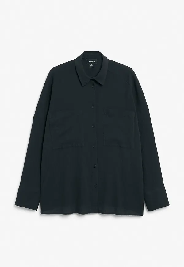Loose fit crepe shirt - Black
