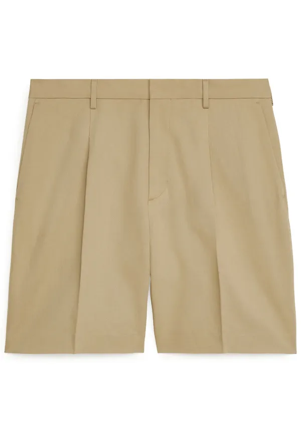 Loose Fit Linen Shorts - Beige