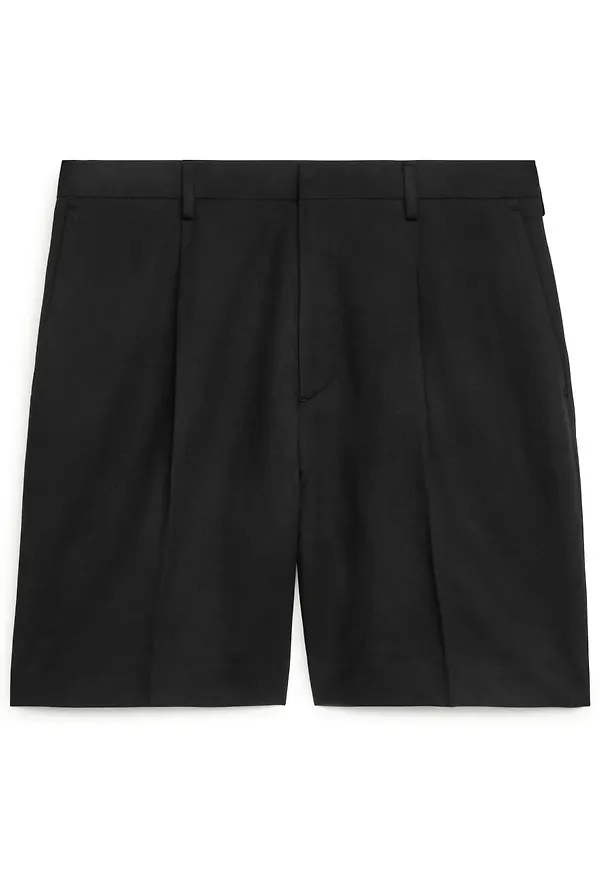 Loose Fit Linen Shorts - Black