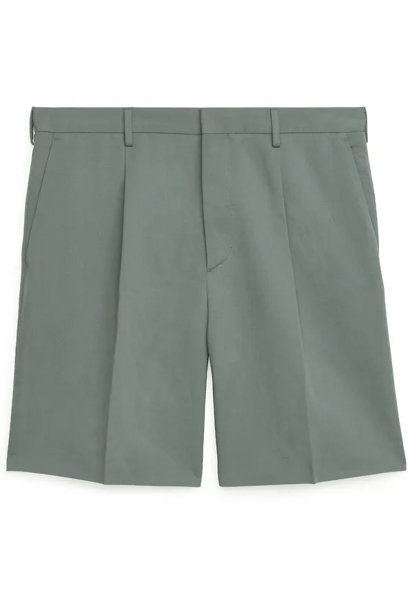 Loose Fit Linen Shorts - Green