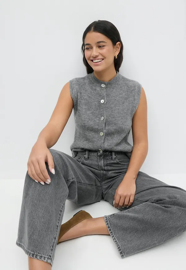 Gina Tricot - Loose knitted vest - Västar - Grå - XS - Dam