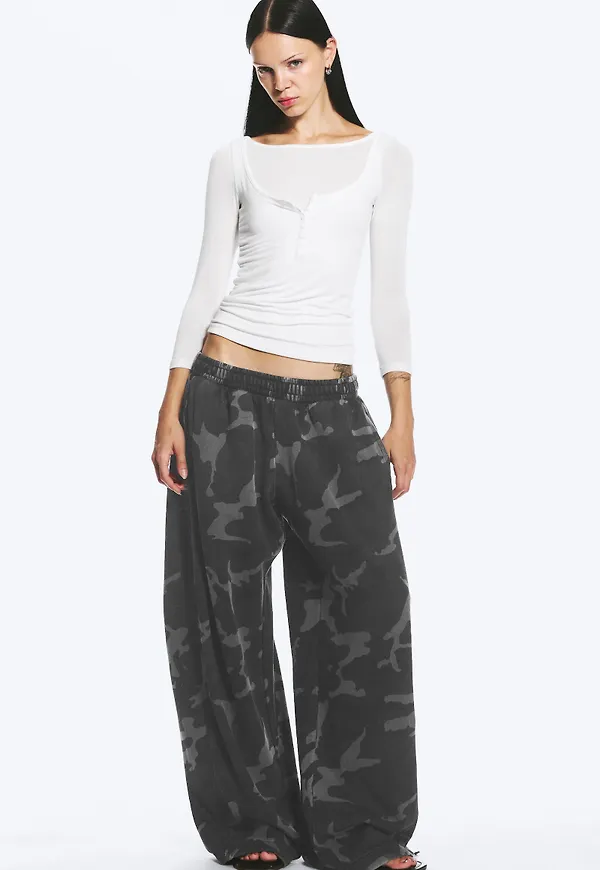 Loose Printed Cotton Terry Sweatpants