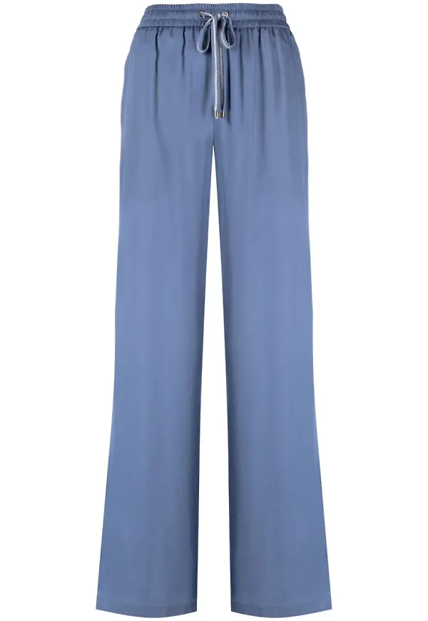 Lorena Antoniazzi trackpants i satin - Blå