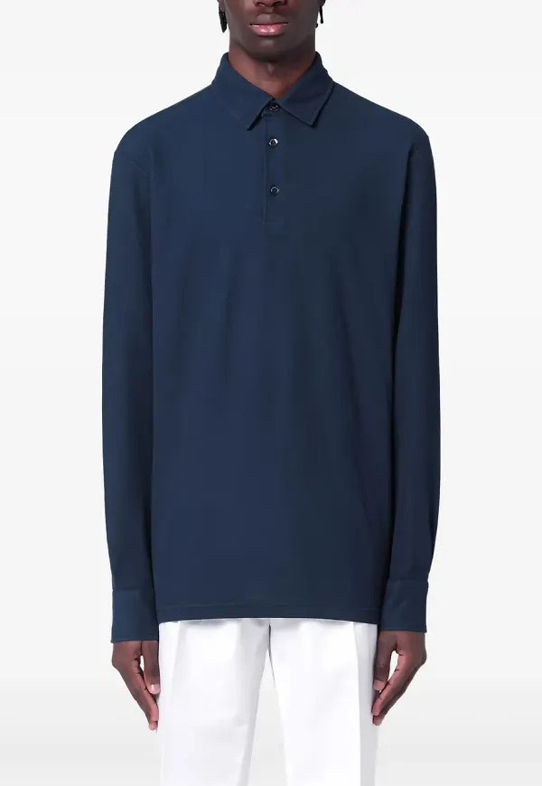 Loro Piana långärmad pikétröja - Blå